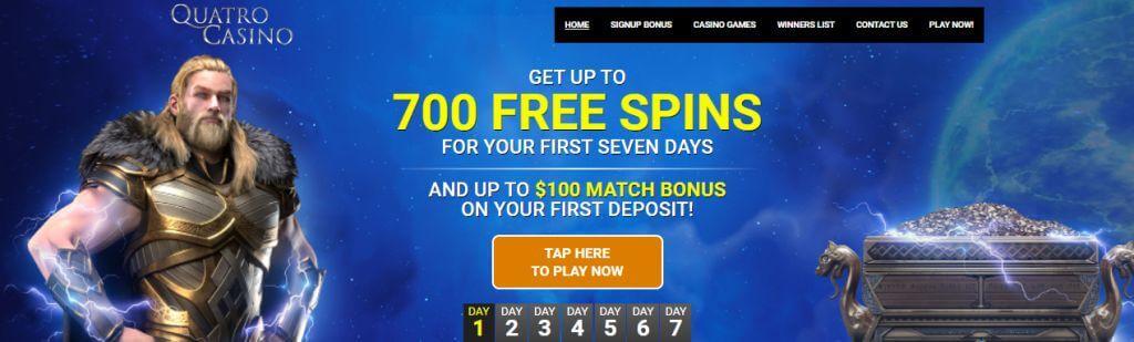 quatro casino free spins