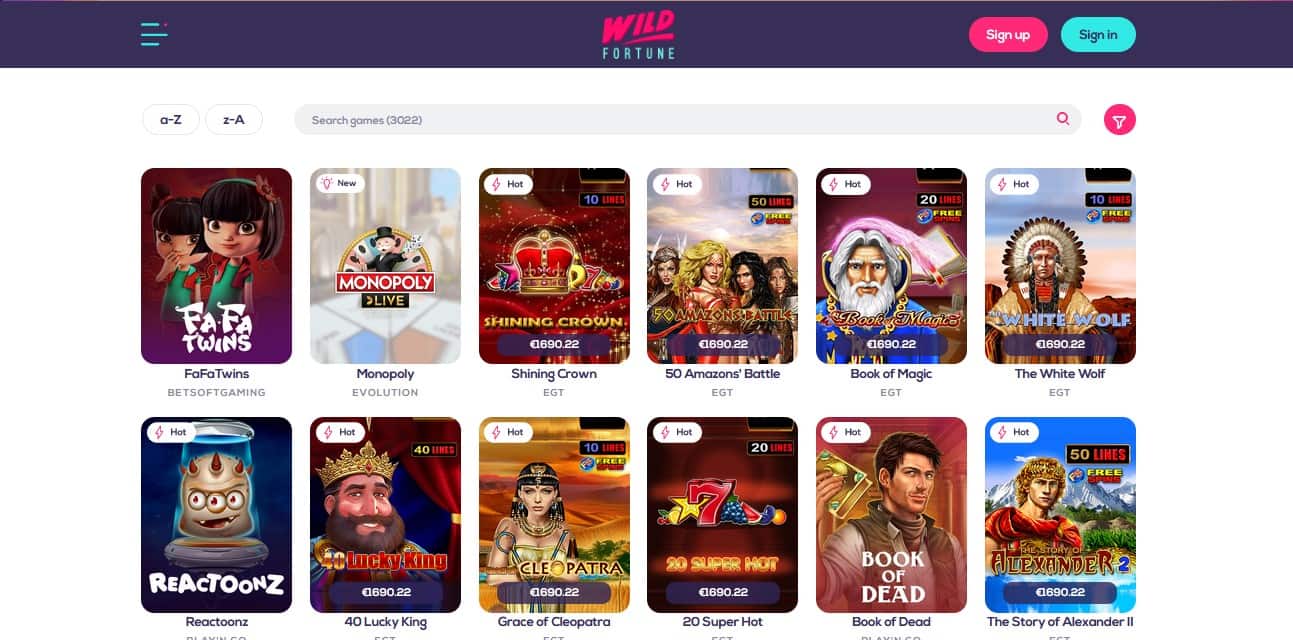 Wild Fortune Casino Games