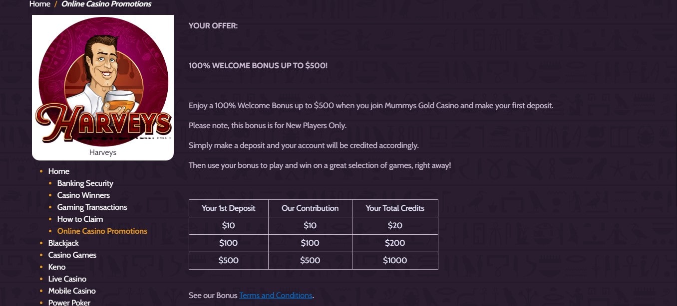 Mummys Gold Casino Promotions