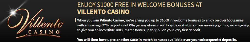 Villento Casino Welcome Bonus