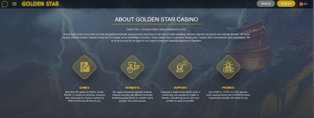 Golden Star Casino About